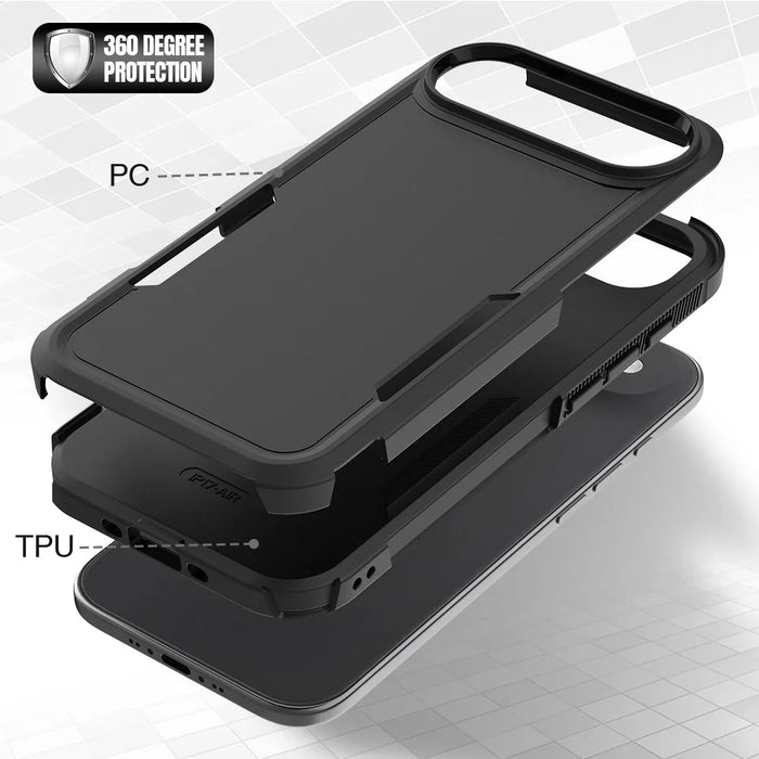 For iPhone Air Case 2 in 1 PC + TPU Shockproof Phone Cover - Black - 4