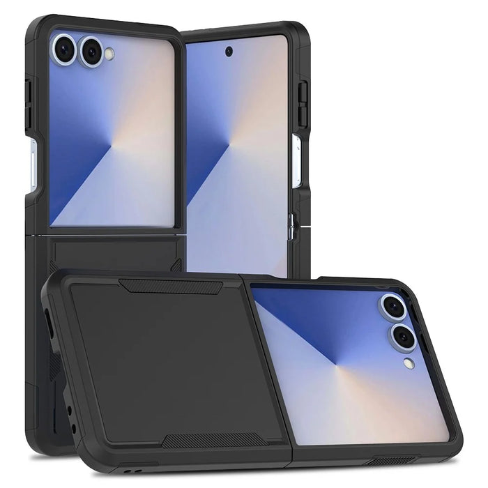 For Samsung Galaxy Z Flip7 5G Case 2 in 1 PC + TPU Shockproof Phone Cover - Black - 1