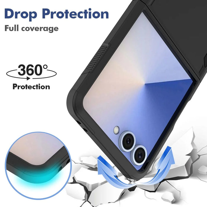 For Samsung Galaxy Z Flip7 5G Case 2 in 1 PC + TPU Shockproof Phone Cover - Black - 3