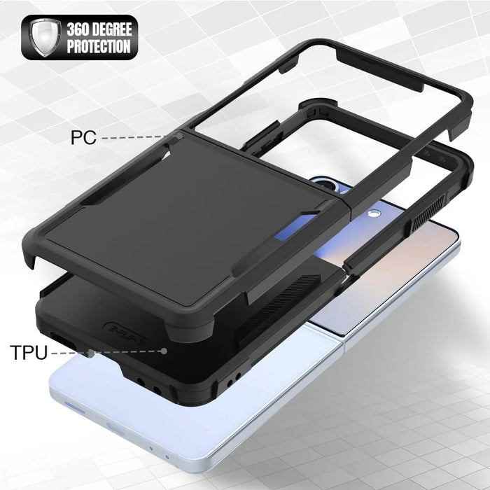 For Samsung Galaxy Z Flip7 5G Case 2 in 1 PC + TPU Shockproof Phone Cover - Black - 4