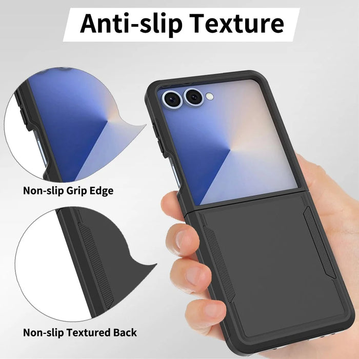 For Samsung Galaxy Z Flip7 5G Case 2 in 1 PC + TPU Shockproof Phone Cover - Black - 6