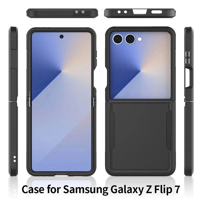 For Samsung Galaxy Z Flip7 5G Case 2 in 1 PC + TPU Shockproof Phone Cover - Black - 7
