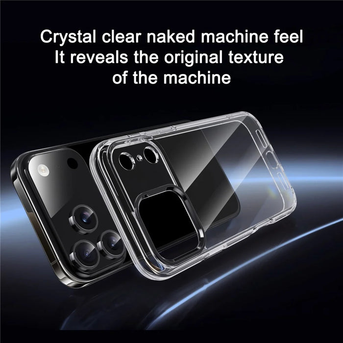 IPAKY For iPhone 17 Pro Clear Case Metal Lens Frame Shockproof TPU Phone Cover - Black - 5