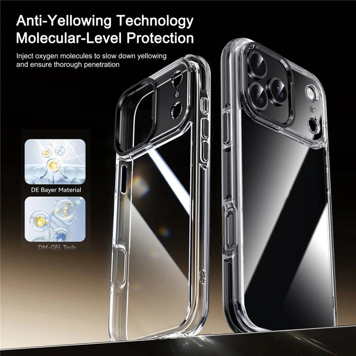IPAKY For iPhone 17 Pro Clear Case Metal Lens Frame Shockproof TPU Phone Cover - Black - 6