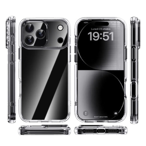 IPAKY For iPhone 17 Pro Max Clear Case Metal Lens Frame Shockproof TPU Phone Cover - Black - 2