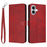 For iPhone 17 Case Flip Stand Calf Texture PU Leather Wallet Phone Cover with Strap - Red - 1