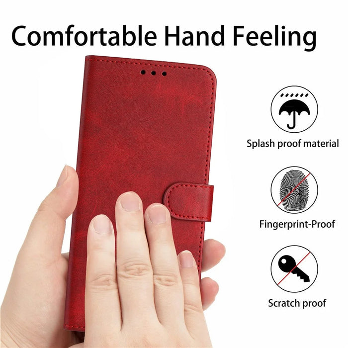 For iPhone 18 Pro Max / 17 Pro Max Case Flip Stand Calf Texture PU Leather Wallet Phone Cover with Strap - Red - 5