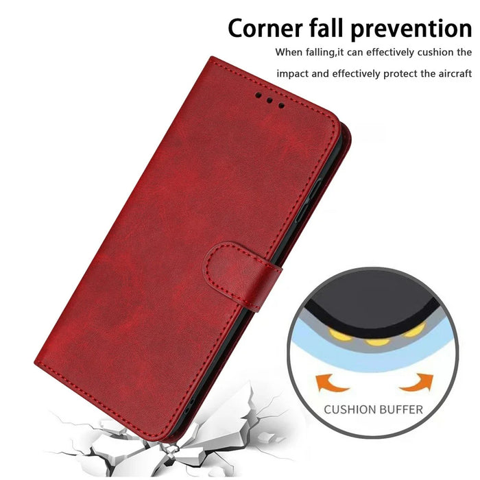 For iPhone 18 Pro Max / 17 Pro Max Case Flip Stand Calf Texture PU Leather Wallet Phone Cover with Strap - Red - 6