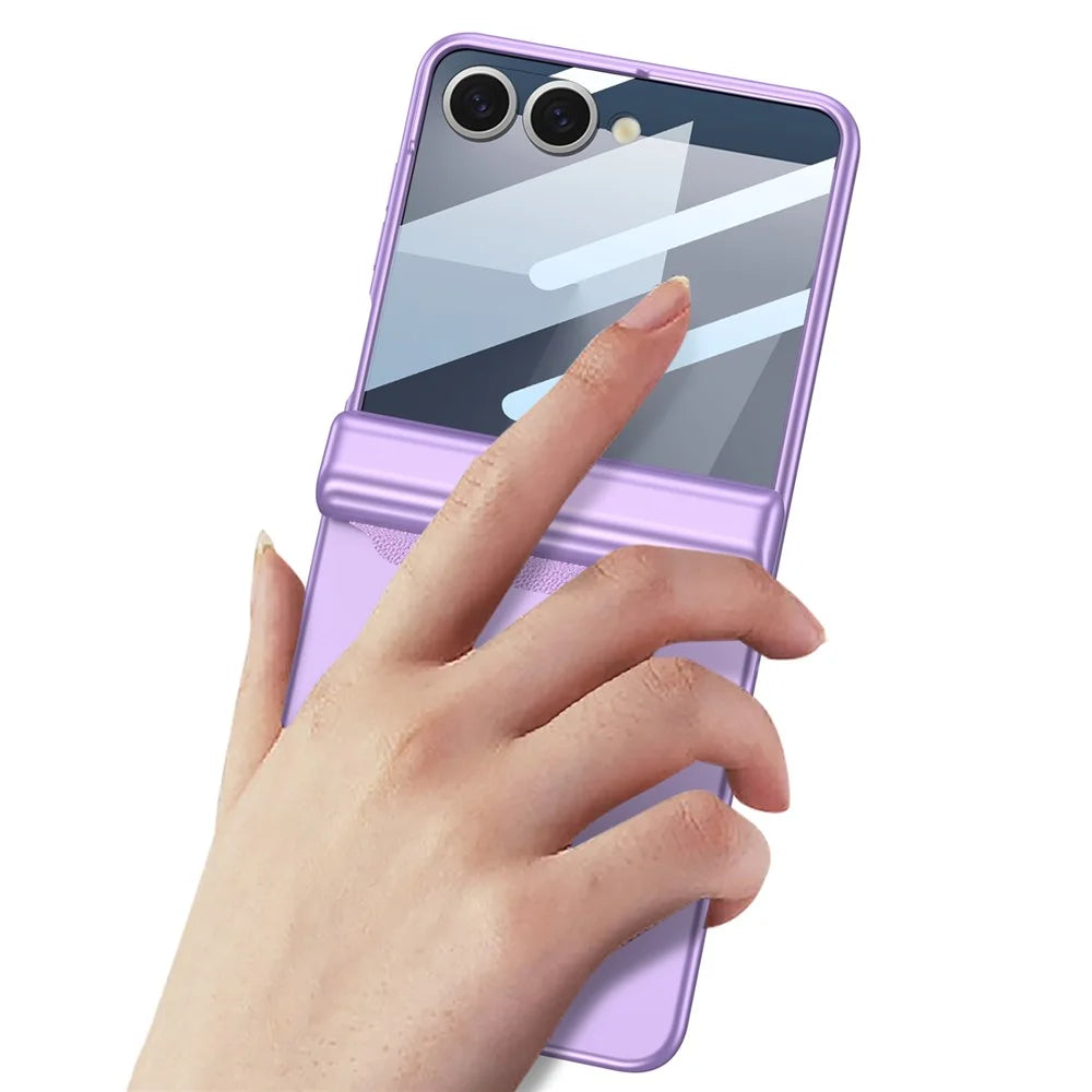 GKK For Samsung Galaxy Z Flip7 5G Case Magnetic Hinge Phone Cover with Front Screen Film and Pen - Black - 6