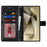 For Samsung Galaxy S24 Ultra Stand Case Textured Leather Wallet Phone Cover with Strap - Black - 2