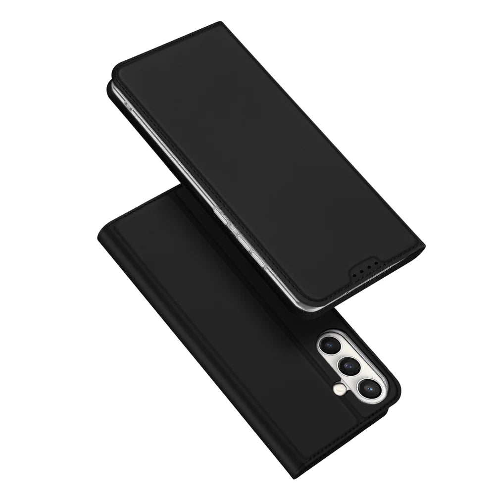 DUX DUCIS For Samsung Galaxy S25 FE Case  Skin Pro Series Leather Cover Card Holder - Black - 1