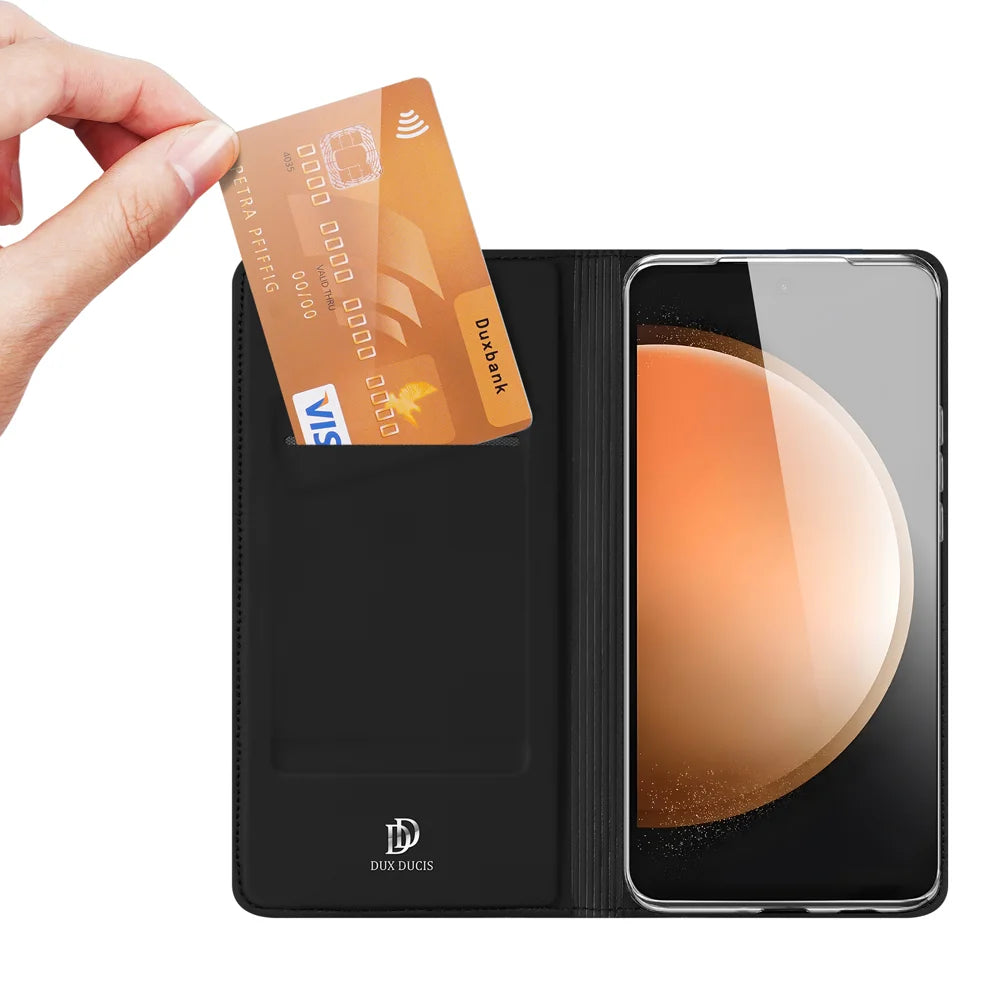 DUX DUCIS For Samsung Galaxy S25 FE Case  Skin Pro Series Leather Cover Card Holder - Black - 2