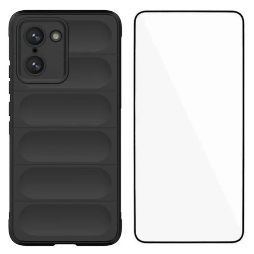 WANLONFENG For OnePlus Nord CE5 5G / OnePlus Ace 5 Racing 5G TPU Case  HD Series Anti Slip Phone Cover with Tempered Glass - Black - 1