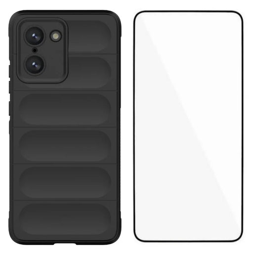 WANLONFENG For OnePlus Nord CE5 5G / OnePlus Ace 5 Racing 5G TPU Case  HD Series Anti Slip Phone Cover with Tempered Glass - Black - 1
