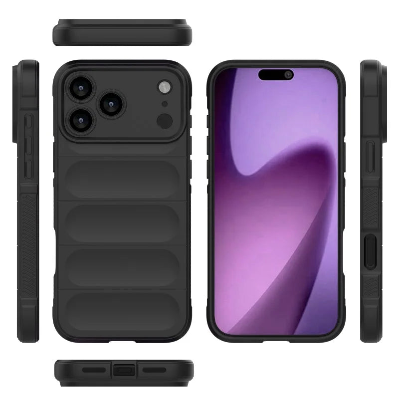 WANLONFENG For iPhone 17 Pro TPU Case  HD Series Anti Slip Phone Cover with Tempered Glass - Black - 5