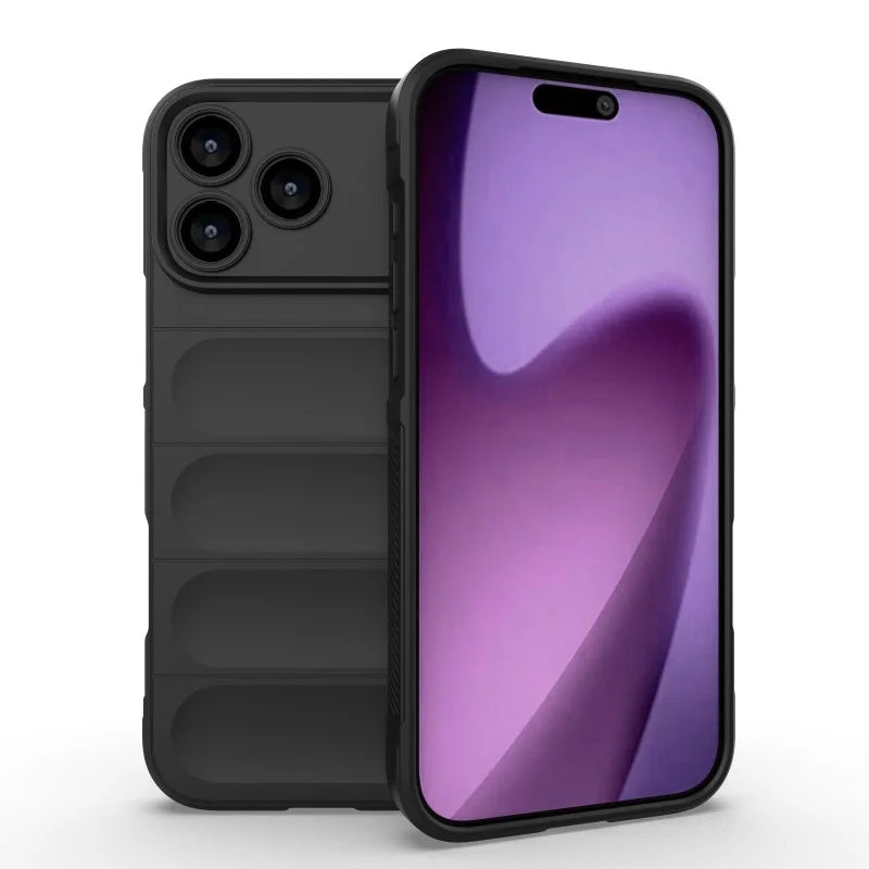 WANLONFENG For iPhone 17 Pro TPU Case  HD Series Anti Slip Phone Cover with Tempered Glass - Black - 6