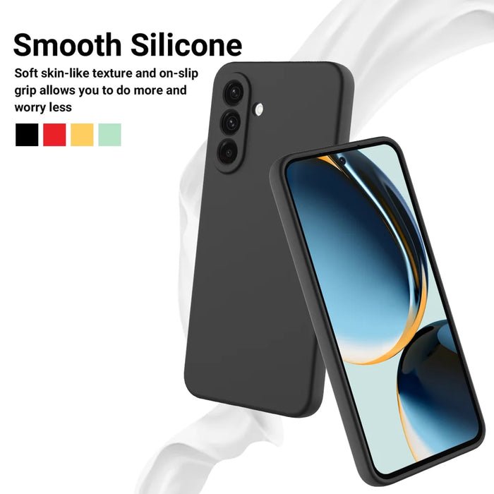 For Samsung Galaxy M36 5G Liquid Silicone Case Phone Back Cover with Hand Strap - Black - 3