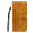 For Samsung Galaxy S25 FE Leather Case Wallet Stand Grids Imprinted Phone Cover with Strap - Yellow - 7