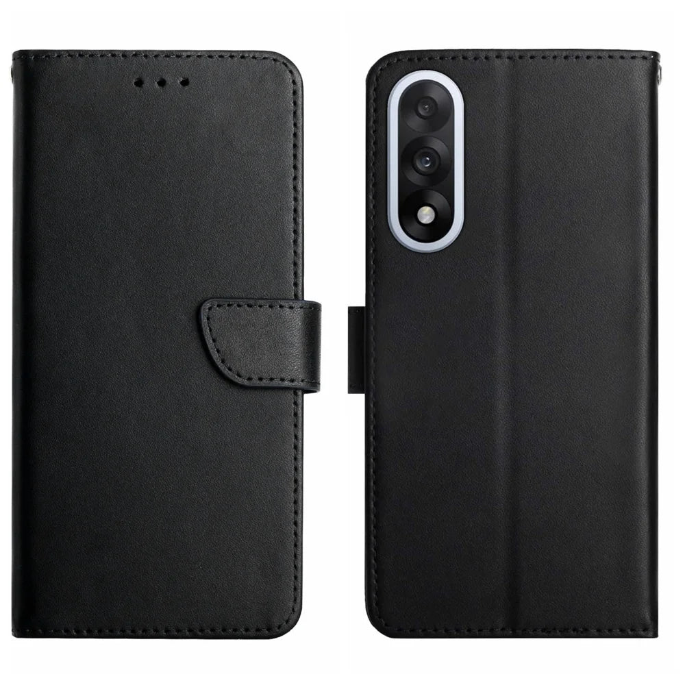 For OnePlus Nord 5 5G Case Genuine Cow Leather Phone Cover Nappa Texture - Black - 1
