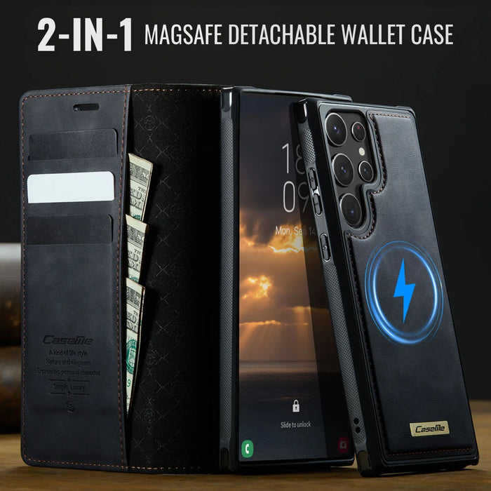 CASEME For Samsung Galaxy S22 Ultra 5G Case  C49 Magnetic Case RFID Blocking Detachable Wallet Leather Phone Cover - Black - 4
