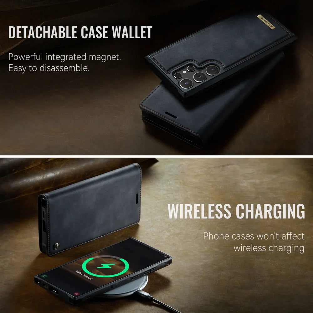 CASEME For Samsung Galaxy S23 Ultra Case  C49 Magnetic Case RFID Blocking Detachable Wallet Leather Phone Cover - Black - 7