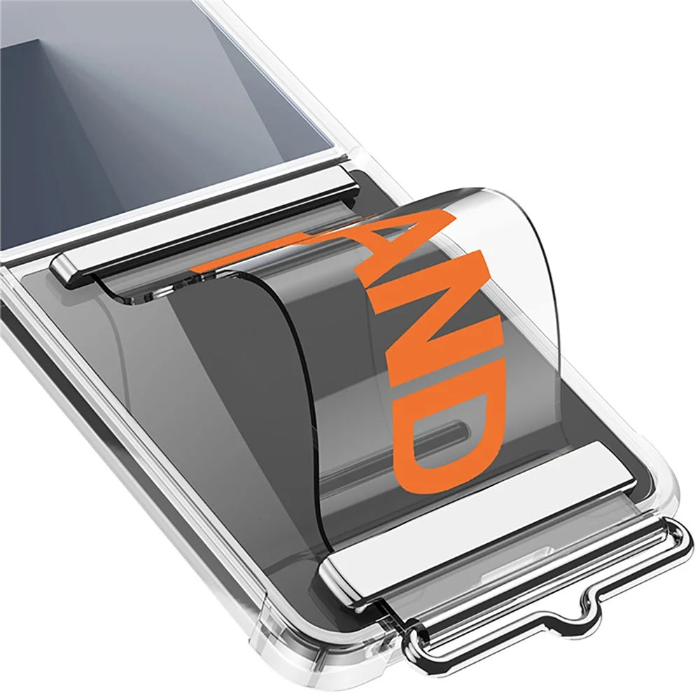 GKK For Samsung Galaxy Z Flip7 5G Case Air Cushion Strap Kickstand Soft TPU PC Phone Cover - Transparent Orange - 4