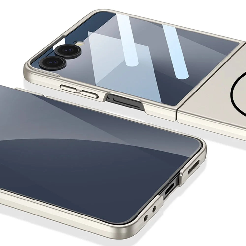 GKK For Samsung Galaxy Z Flip7 5G Magnetic Case Ultra Slim Protective Phone Cover with Screen Protector - Titanium Grey - 3