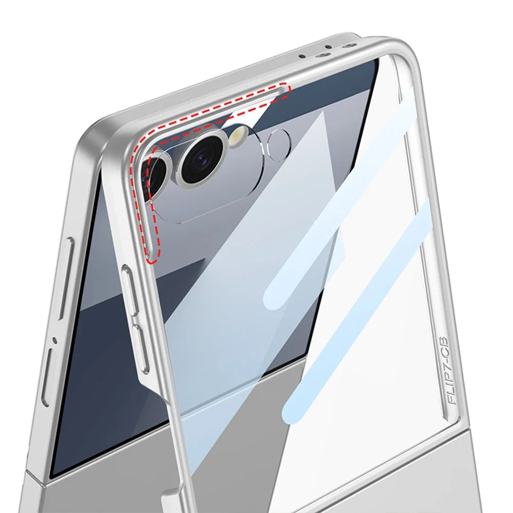 GKK For Samsung Galaxy Z Flip7 5G Magnetic Case Ultra Slim Protective Phone Cover with Screen Protector - Titanium Grey - 4