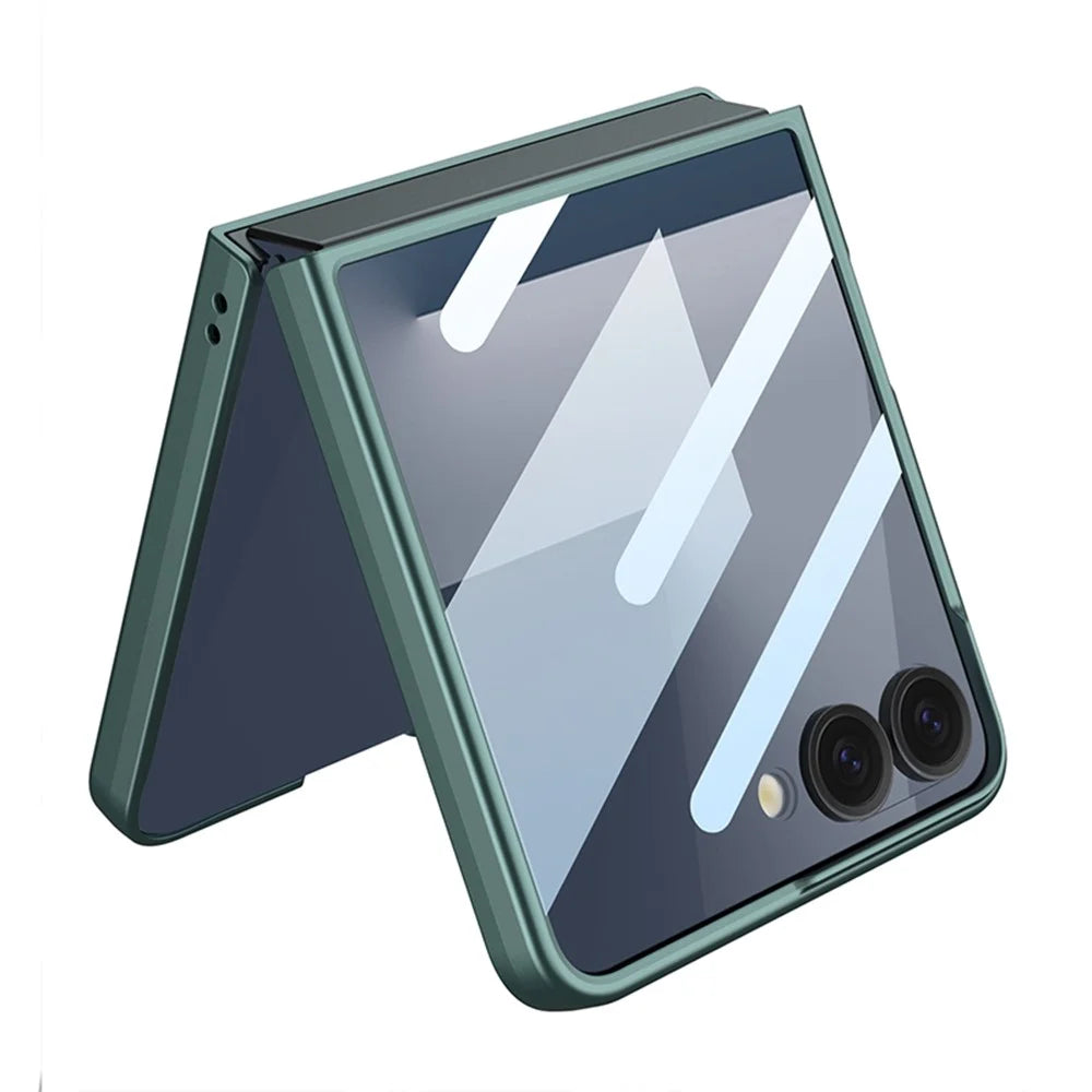 GKK For Samsung Galaxy Z Flip7 5G Magnetic Case Ultra Slim Protective Phone Cover with Screen Protector - Titanium Grey - 5