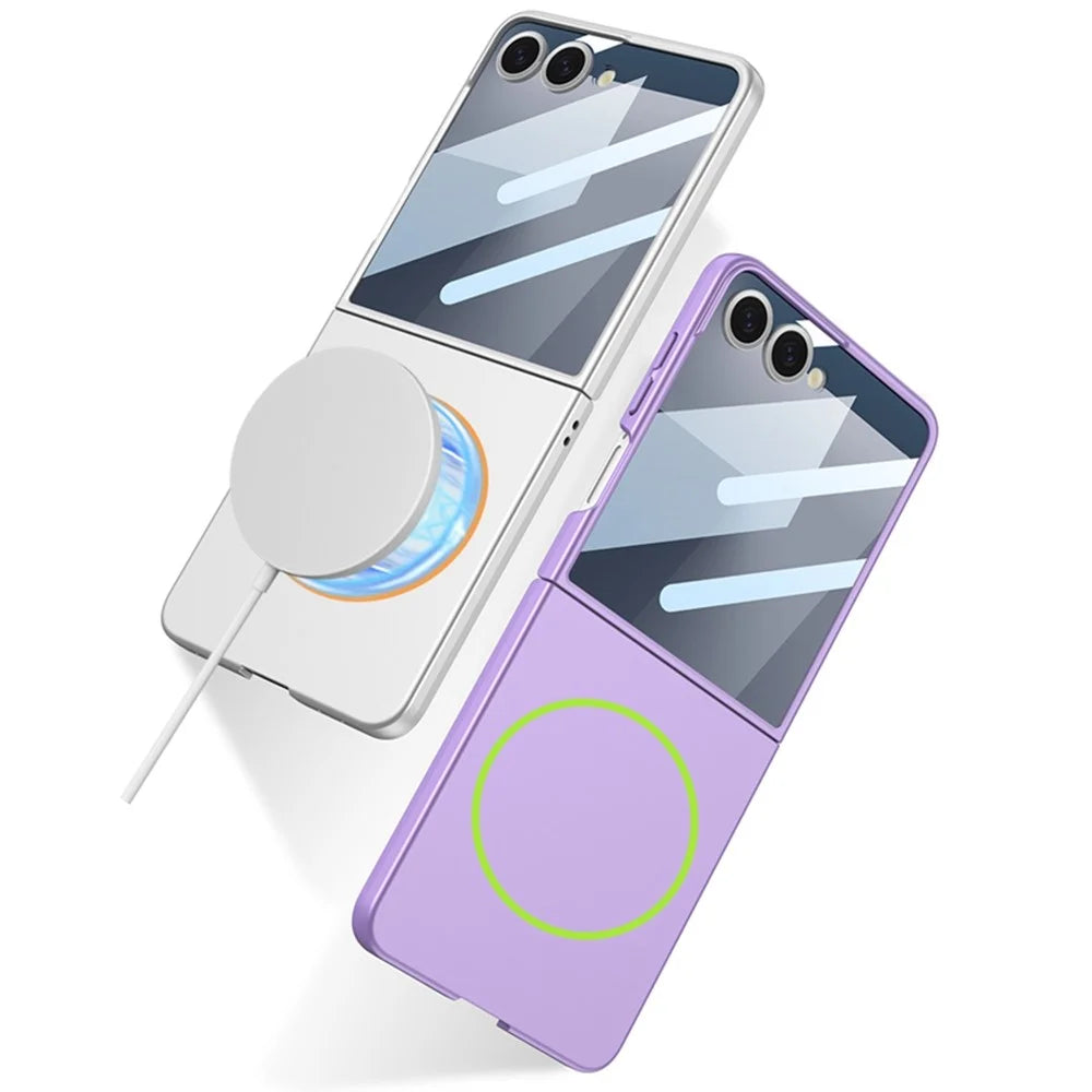 GKK For Samsung Galaxy Z Flip7 5G Magnetic Case Ultra Slim Protective Phone Cover with Screen Protector - Titanium Grey - 6
