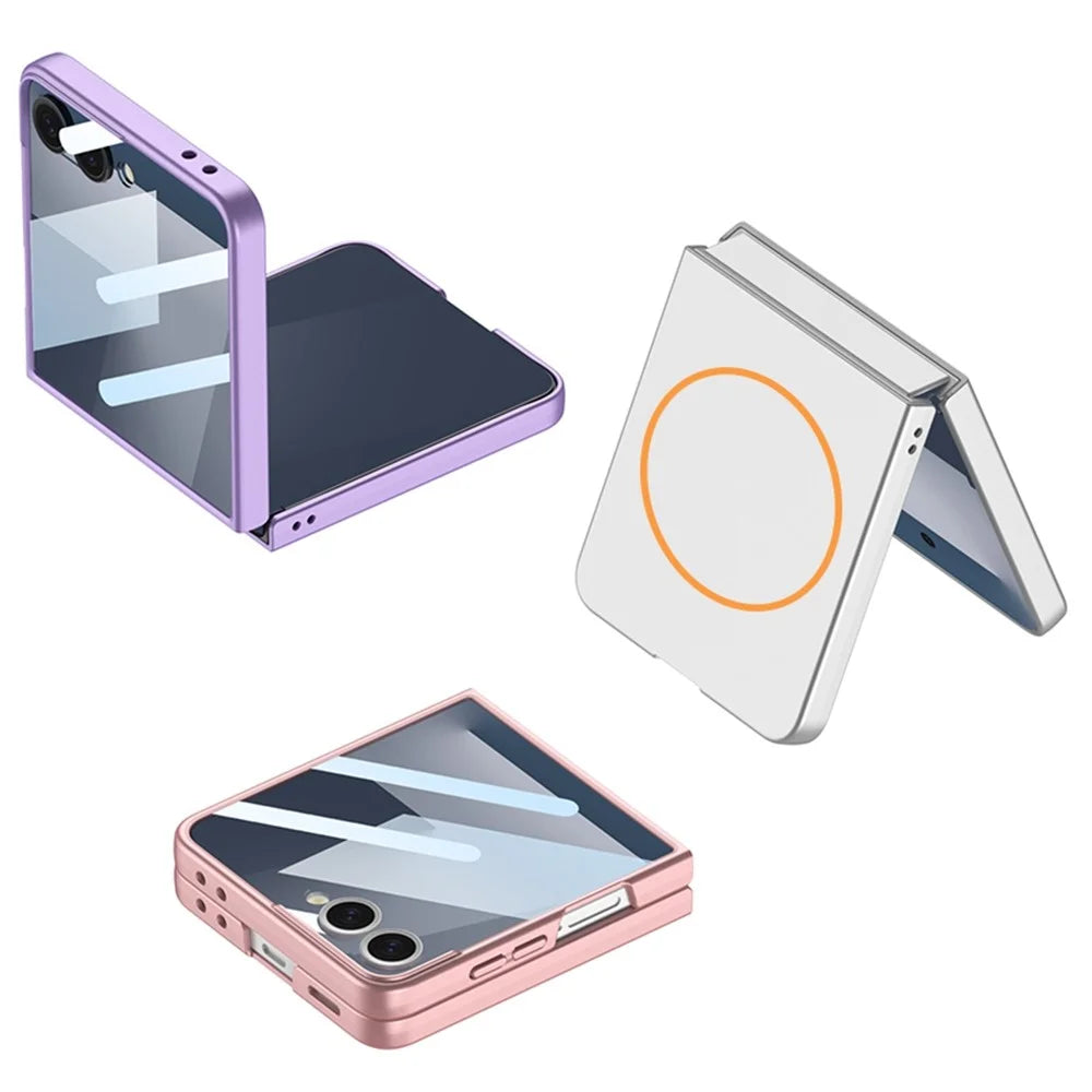 GKK For Samsung Galaxy Z Flip7 5G Magnetic Case Ultra Slim Protective Phone Cover with Screen Protector - Titanium Grey - 7