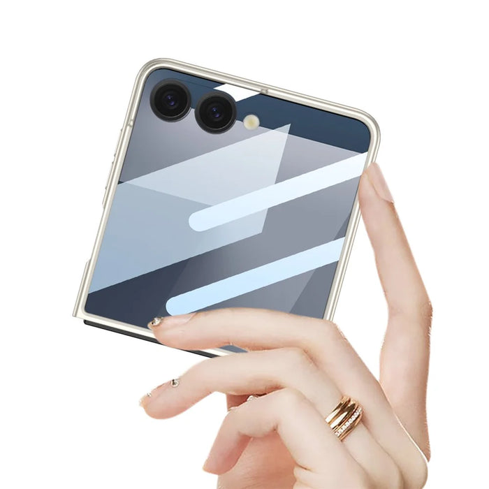 GKK For Samsung Galaxy Z Flip7 5G Case with Screen Film Kickstand Hard PC Phone Back Cover - Silver - 2