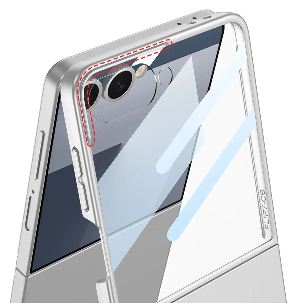 GKK For Samsung Galaxy Z Flip7 5G Case with Screen Film Kickstand Hard PC Phone Back Cover - Silver - 3