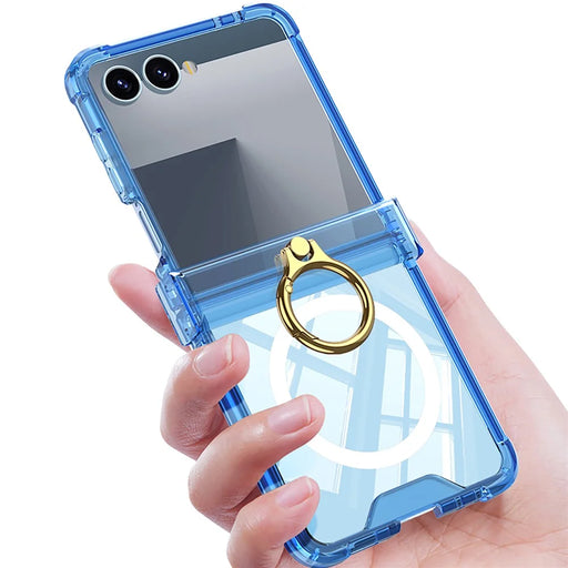GKK For Samsung Galaxy Z Flip7 5G Magnetic Case with Ring Holder Airbag Hinge Protection Shockproof Phone Cover - Transparent - 2