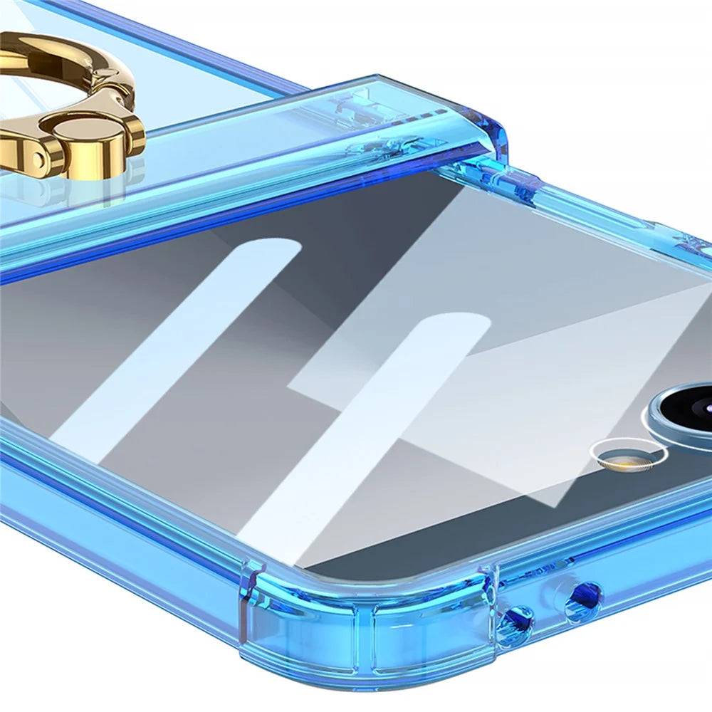 GKK For Samsung Galaxy Z Flip7 5G Magnetic Case with Ring Holder Airbag Hinge Protection Shockproof Phone Cover - Transparent - 4