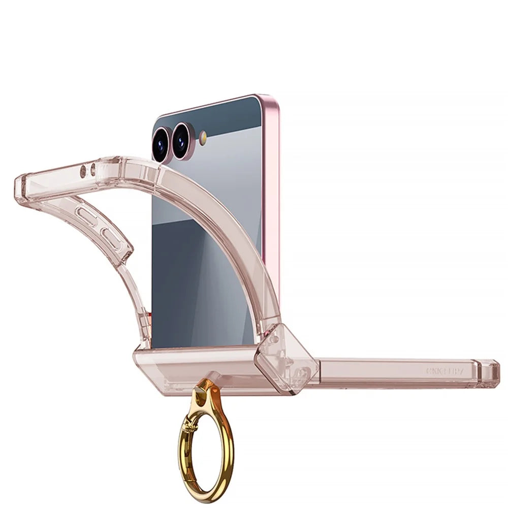 GKK For Samsung Galaxy Z Flip7 5G Magnetic Case with Ring Holder Airbag Hinge Protection Shockproof Phone Cover - Transparent - 6