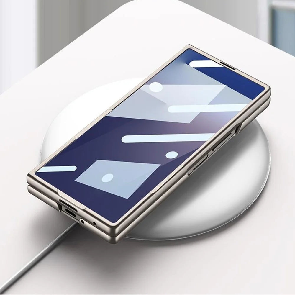 GKK For Samsung Galaxy Z Fold7 5G Case with Silicone Wristband PC + Tempered Glass Phone Back Cover - Black - 5