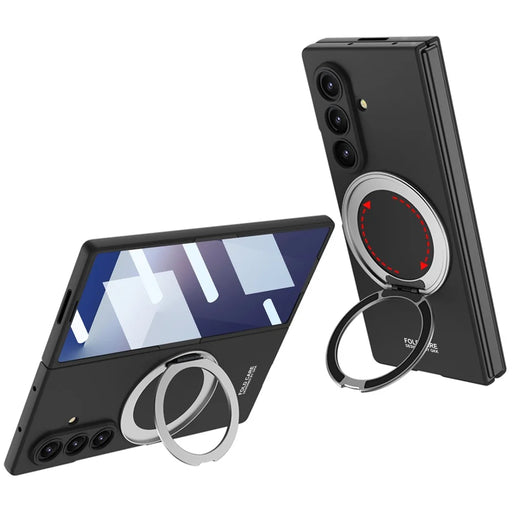 GKK For Samsung Galaxy Z Fold7 5G Case with Screen Film Kickstand Hard PC Phone Back Cover - Black - 1