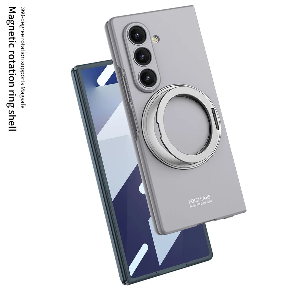 GKK For Samsung Galaxy Z Fold7 5G Case with Screen Film Kickstand Hard PC Phone Back Cover - Black - 5