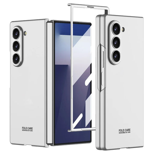 GKK For Samsung Galaxy Z Fold7 5G Case Hard PC + Tempered Glass Anti-Scratch Phone Cover - Silver - 1