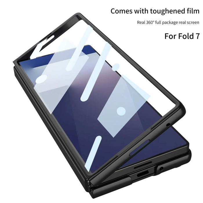 GKK For Samsung Galaxy Z Fold7 5G Case Hard PC + Tempered Glass Anti-Scratch Phone Cover - Silver - 5