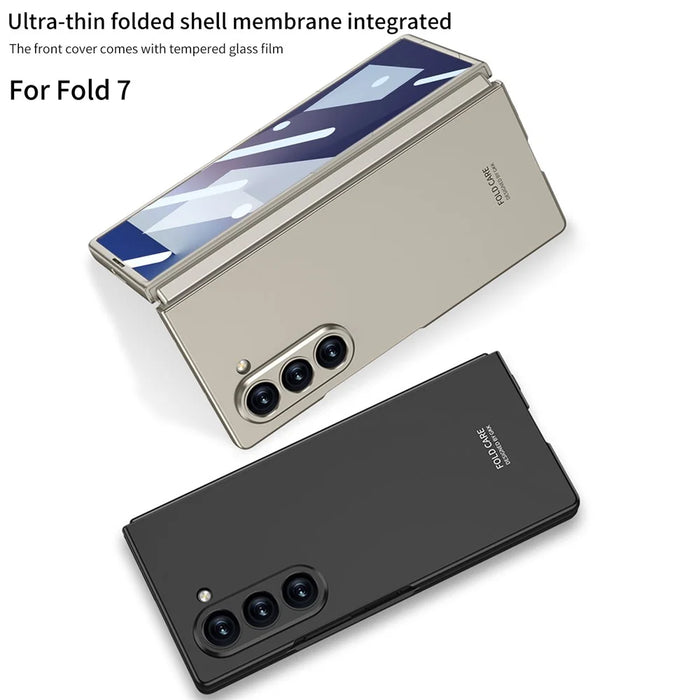 GKK For Samsung Galaxy Z Fold7 5G Case Hard PC + Tempered Glass Anti-Scratch Phone Cover - Silver - 6