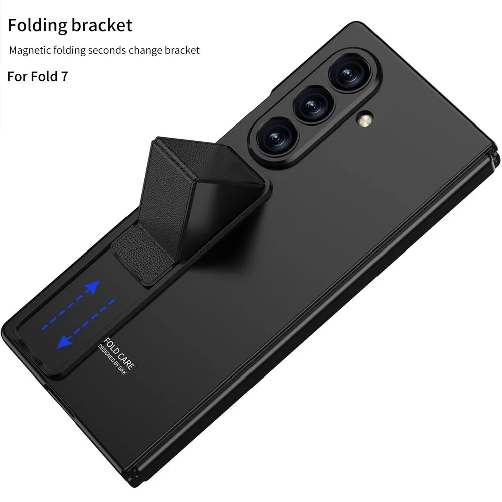 GKK For Samsung Galaxy Z Fold7 5G Case with Kickstand / Tempered Glass Film PC Phone Back Cover - Black - 2