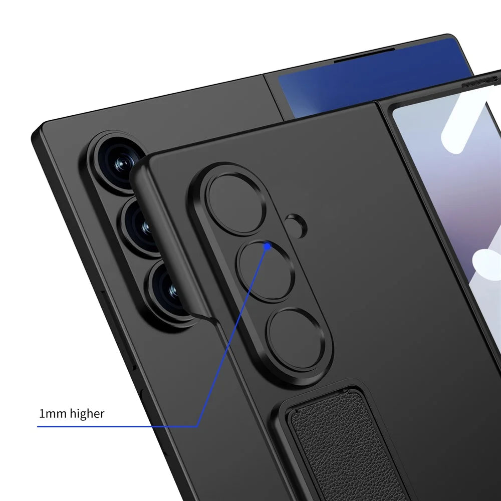 GKK For Samsung Galaxy Z Fold7 5G Case with Kickstand / Tempered Glass Film PC Phone Back Cover - Black - 4