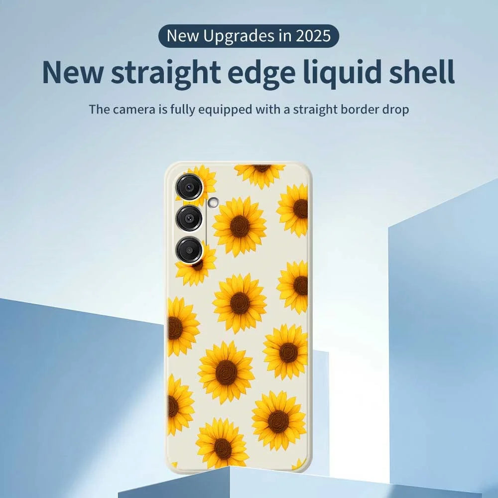 For Samsung Galaxy A16 5G  /  4G Case Sunflowers Pattern Printing Straight Edge TPU Phone Back Cover - Beige - 3