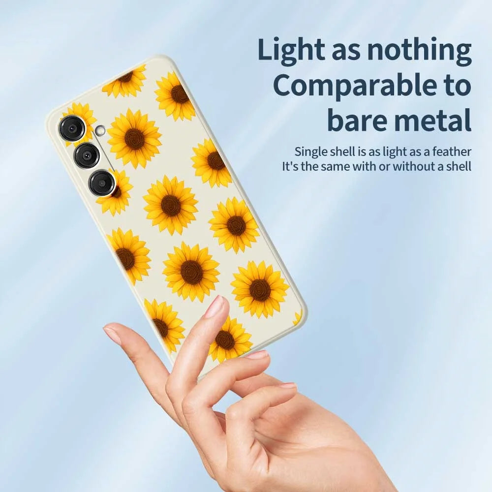 For Samsung Galaxy A16 5G  /  4G Case Sunflowers Pattern Printing Straight Edge TPU Phone Back Cover - Beige - 4
