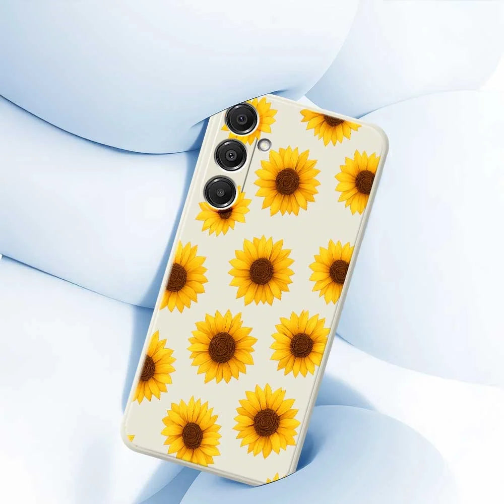 For Samsung Galaxy A16 5G  /  4G Case Sunflowers Pattern Printing Straight Edge TPU Phone Back Cover - Beige - 5