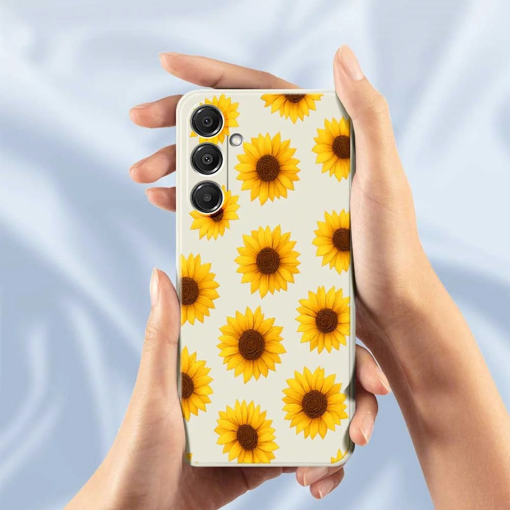 For Samsung Galaxy A16 5G  /  4G Case Sunflowers Pattern Printing Straight Edge TPU Phone Back Cover - Beige - 6
