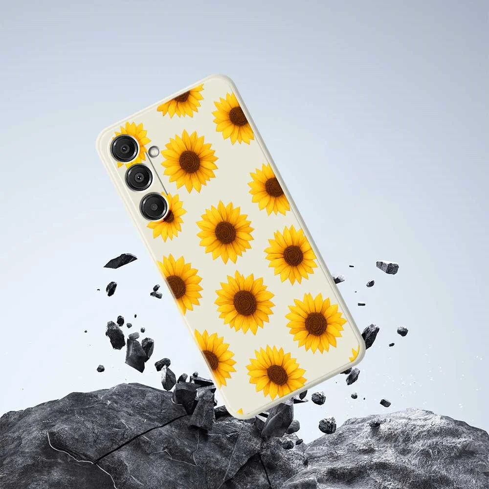 For Samsung Galaxy A16 5G  /  4G Case Sunflowers Pattern Printing Straight Edge TPU Phone Back Cover - Beige - 7