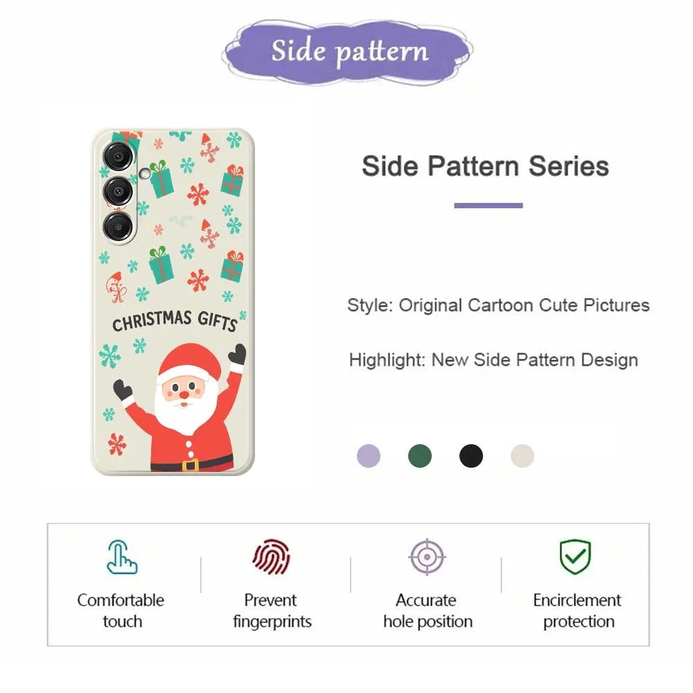 For Samsung Galaxy A16 5G  /  4G Case Christmas Gifts Pattern Printing Straight Edge TPU Phone Back Cover - Beige - 2